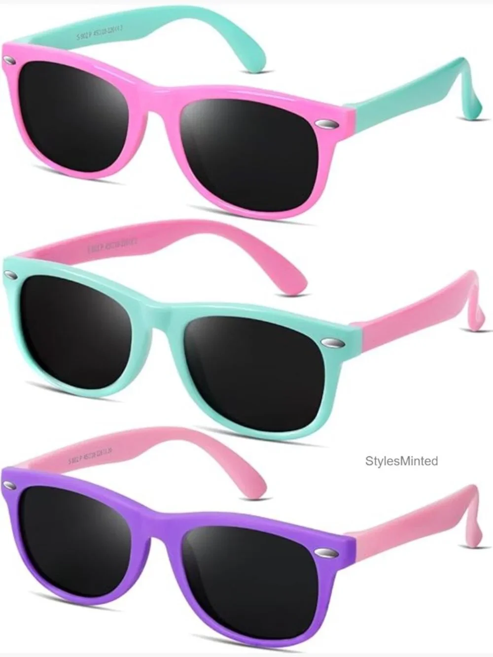 Kids Polarized Sunglasses UV Protection Flexible Rubber 3 Pack